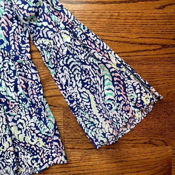 LILY PULITZER Kahli Top, Shirt. Blue Coral Grotto Move It or Lose it. Tassels XS - Picture 11 of 12